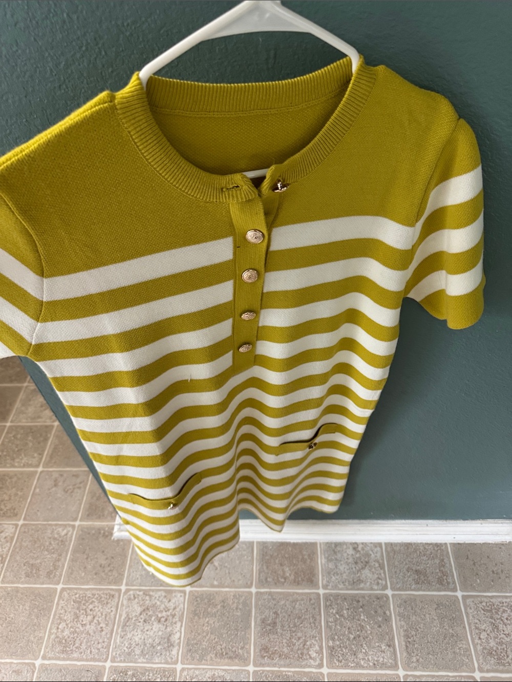 Girls Striped Short-Sleeve Knit Top - Yellow & White